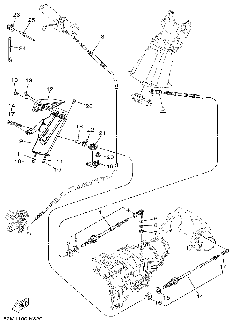 Yamaha VX18002011(2) CONTROL CABLE parts diagram